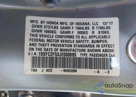 2018 Honda Civic Lx from USA, damaged, VIN 19XFC2F5XJE008695